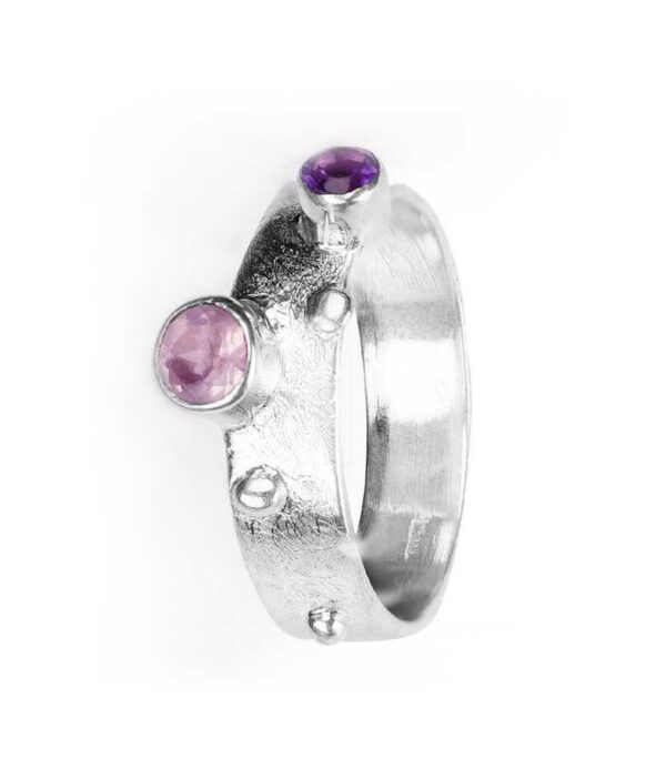 ROSE QUARTZ AND AMETHYST RING