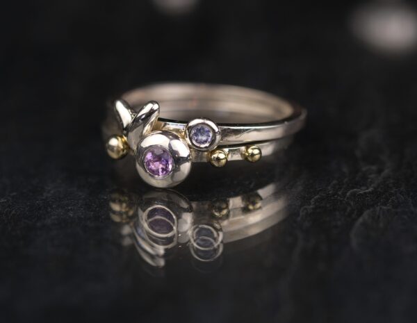 SILVER TANZANITE HEART RING - Image 4