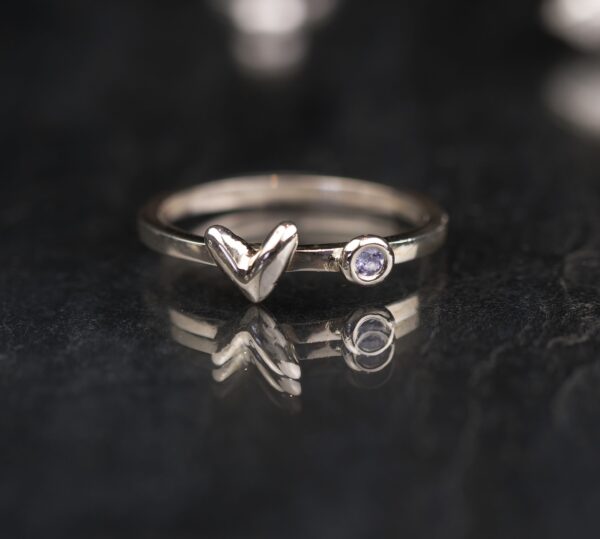 SILVER TANZANITE HEART RING